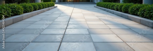 Gray concrete pavers arranged in courtyard pattern, pathway, structured, home