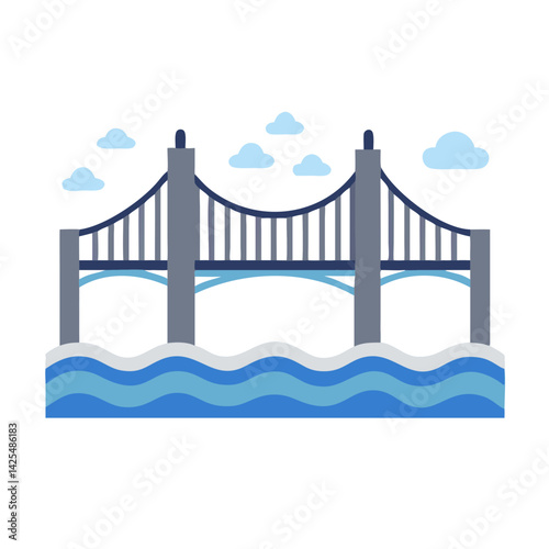 Bridge crossing a body of water under a clear sky with clouds during daylight hours showcasing modern architecture and design elements