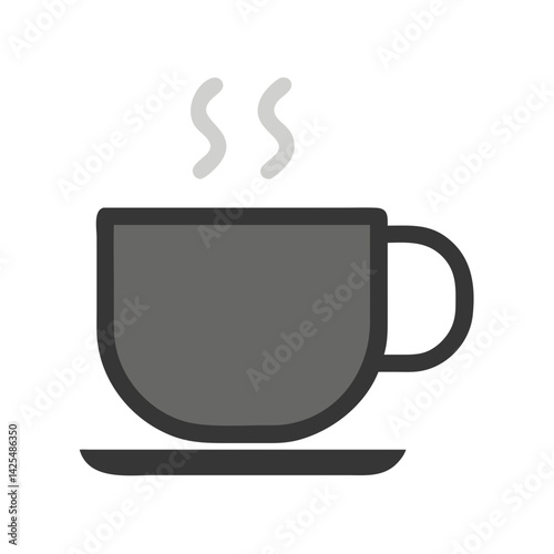 Warm cup of coffee on a saucer with steam rising, representing a cozy moment at a cafe during morning hours