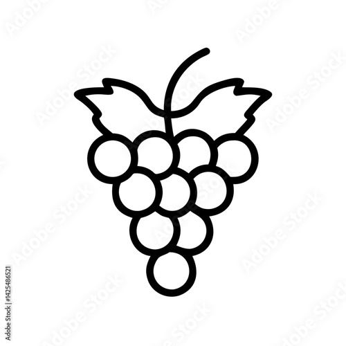 Grapes cluster illustration showing distinct round shapes and leaves designed simply and effectively for educational purposes