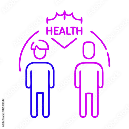 Two stylized figures depicting the concept of health in a minimalist outline design, using vibrant colors to illustrate the importance of well-being and health awareness