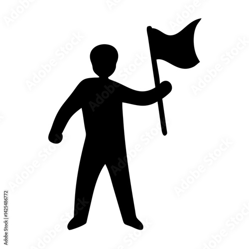 Person holding a flag while standing proudly, showcasing determination and unity in a symbolic gesture of celebration or protest
