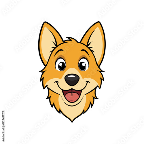 Cute Smiling Dog Head on White Background