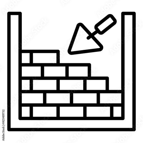 Bricklaying Trowel and Wall