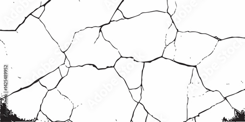White Surface Texture In Pieces.Grey plaster facade house wall with dark cracks.White black grey concrete wall, floor with cracks, texture background, cracked paint