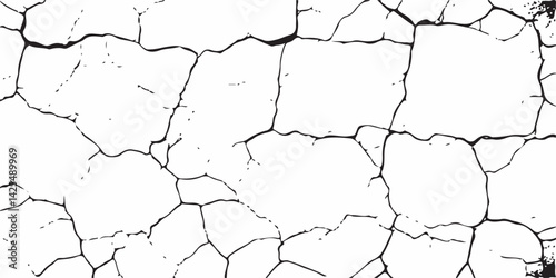 White Surface Texture In Pieces.Grey plaster facade house wall with dark cracks.White black grey concrete wall, floor with cracks, texture background, cracked paint