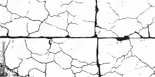 White Surface Texture In Pieces.Grey plaster facade house wall with dark cracks.White black grey concrete wall, floor with cracks, texture background, cracked paint