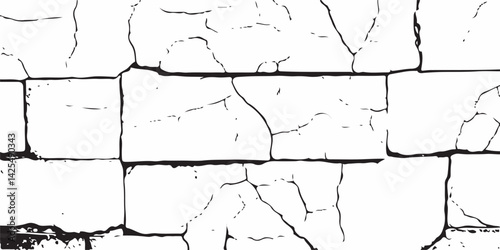 White Surface Texture In Pieces.Grey plaster facade house wall with dark cracks.White black grey concrete wall, floor with cracks, texture background, cracked paint