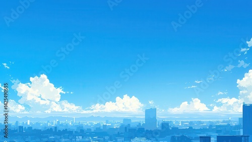 夏空の下に広がる都市の風景_1
