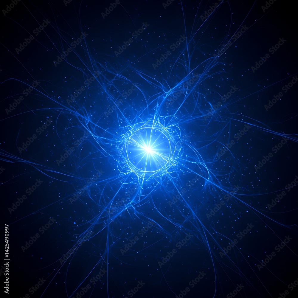 Luminous cosmic sphere radiating ethereal energy streams in the abyss Luminous cosmic sphere radiating ethereal energy streams in the abyss