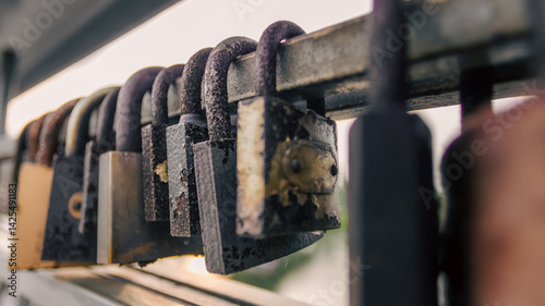 old iron padlock close up
