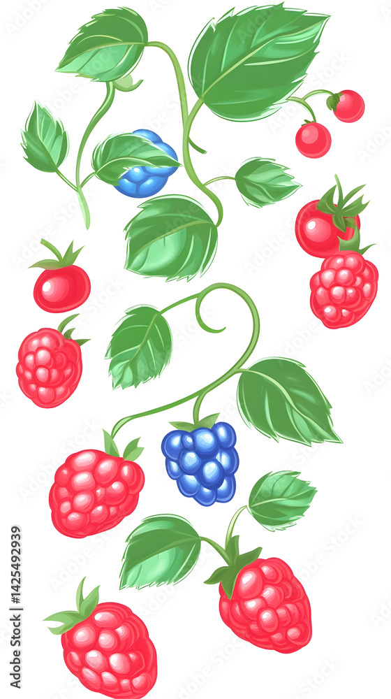 Illustration Of Berries And Leaves On A Transparent Background Illustration Of Berries And Leaves On A Transparent Background