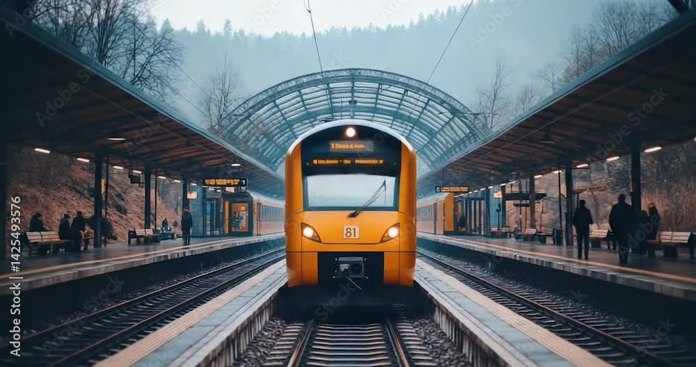 Modern train at station