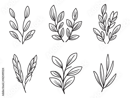 Minimal line art of flaxseed herb for healthy food packaging