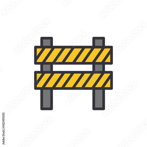 Roadblock colored icons, minimalist vector illustration ,simple transparent graphic element .Isolated on white background