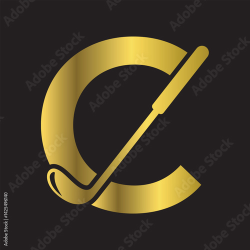 Golf Logo combine with letter C vector template