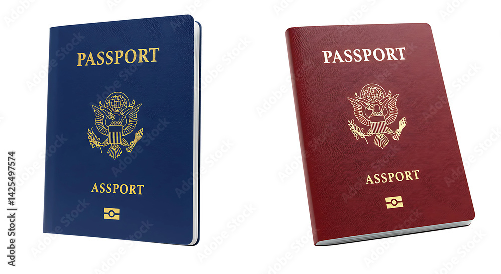 Blue and Red Passport Covers on Transparent Background
Blue and Red Passport Covers on Transparent Background