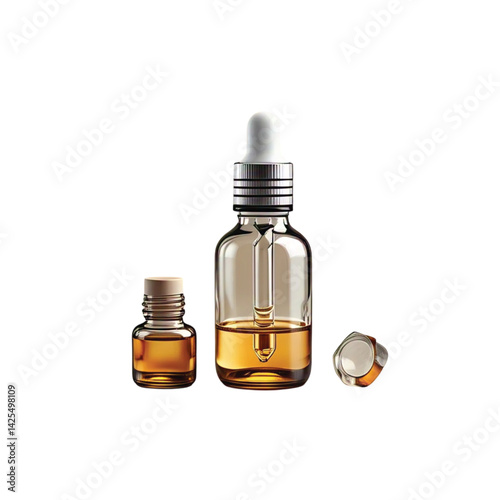 Essential Oil Dropper Mockup – Amber & Black, Minimalist Vector, Isolated 