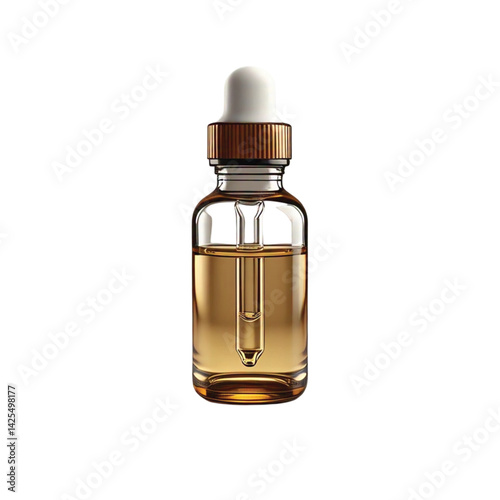Essential Oil Dropper Mockup – Amber & Black, Minimalist Vector, Isolated 