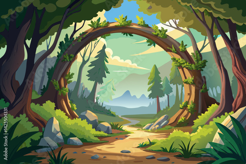 vector of Natural arch in the form of branches in the forest