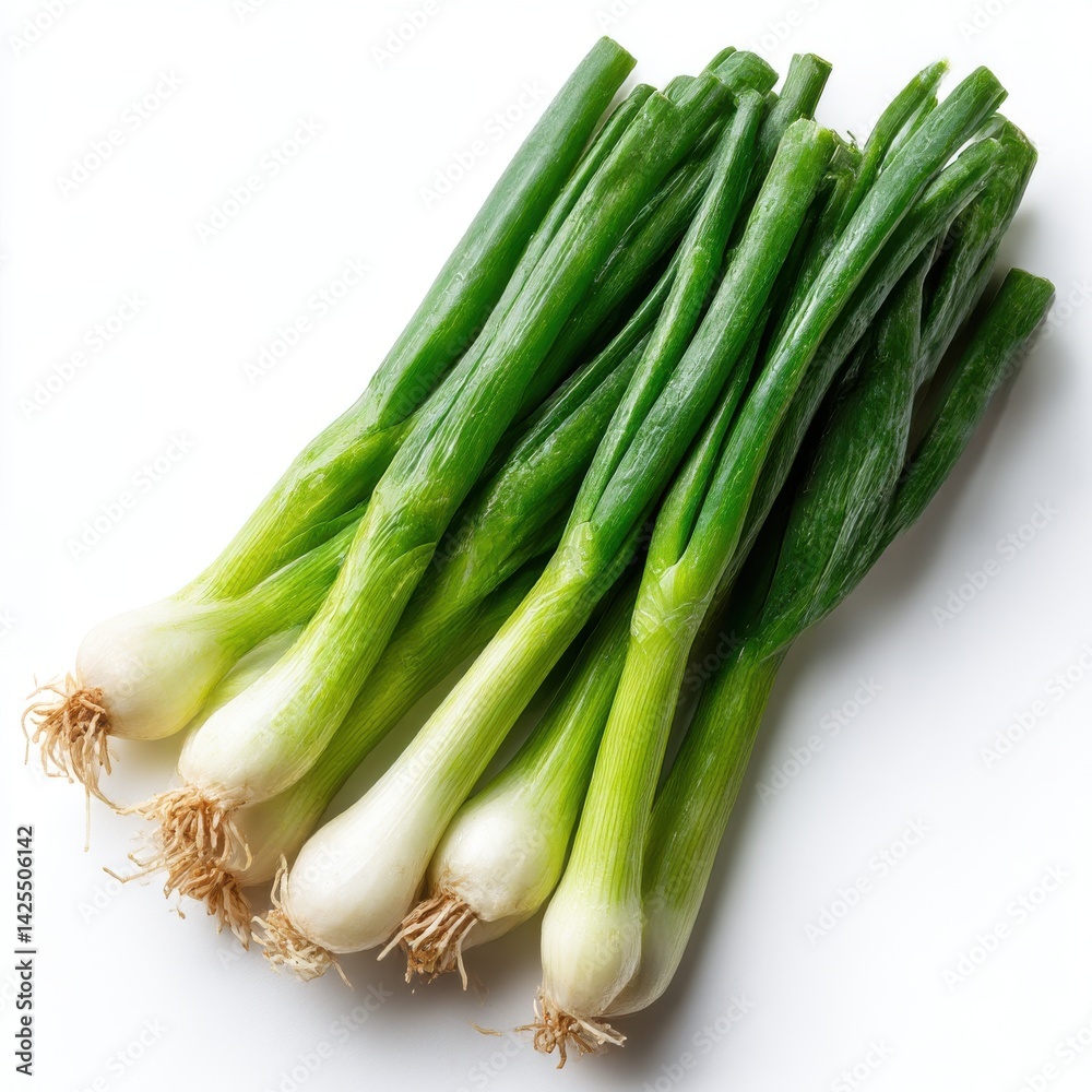 Fresh scallions vegetable still life isolated on white background Fresh scallions vegetable still life isolated on white background