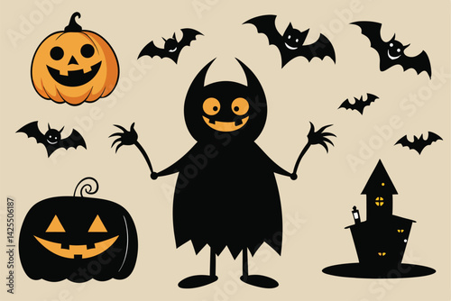 Vector illustration of the collection of Happy Halloween icons.