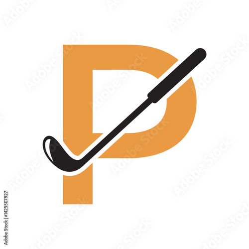 Golf Logo combine with letter P vector template