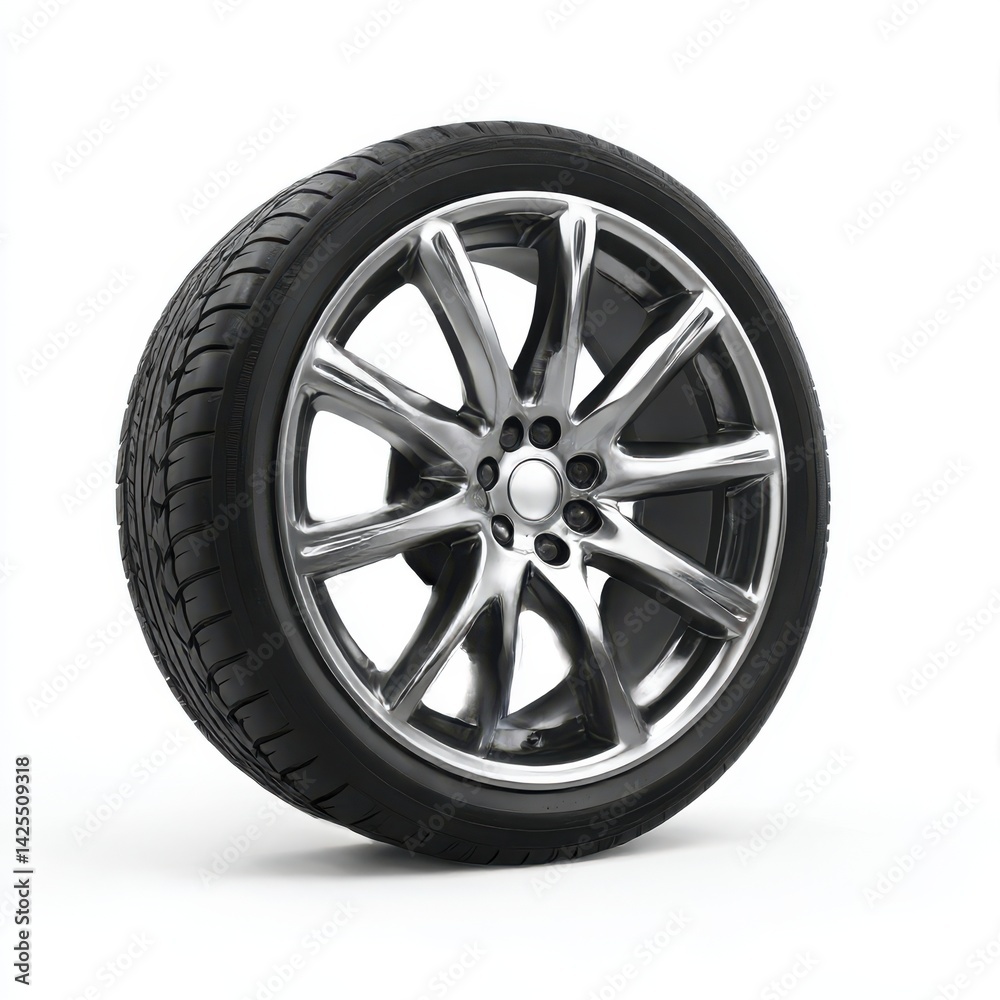 Obraz premium Car tire with rim isolated isolated on white background