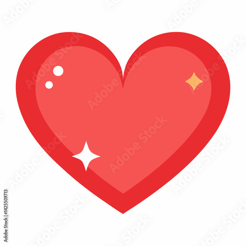 Heart icon with sparkles   with white background 