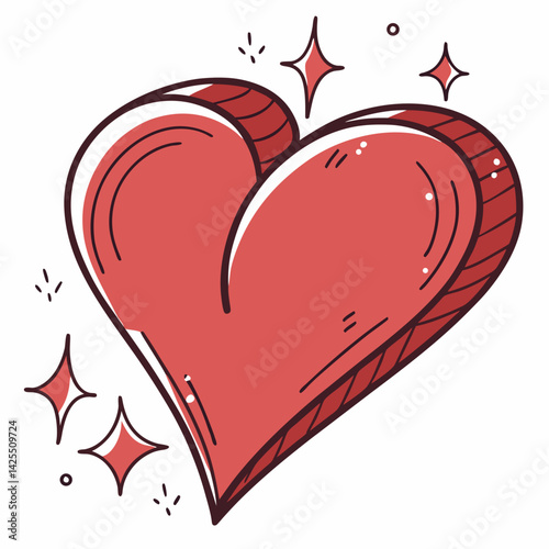 Heart icon with sparkles   with white background 