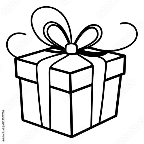 Gift Box with Ribbon on White Background – High-Quality AI Graphic Design File