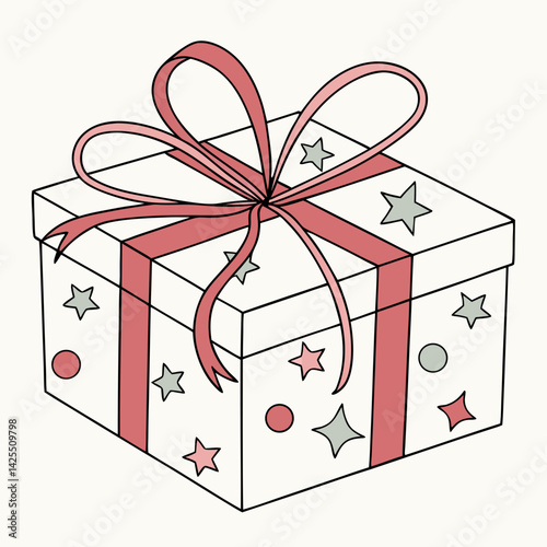 Gift Box with Ribbon on White Background – High-Quality AI Graphic Design File