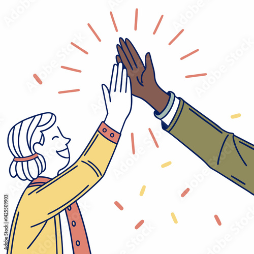 High five   with white background 