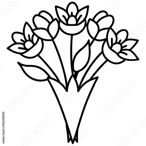 Bouquet of Flowers on White Background – AI Graphic Design 