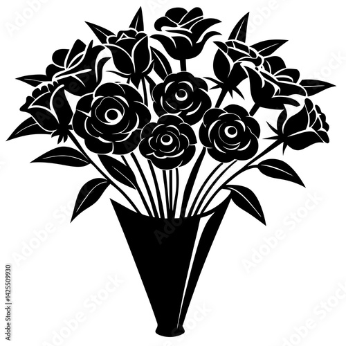 Bouquet of Flowers on White Background – AI Graphic Design 