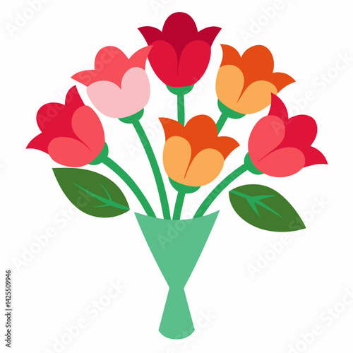 Bouquet of Flowers on White Background – AI Graphic Design 