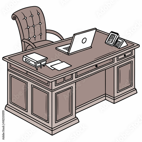 Executive desk  with white background 