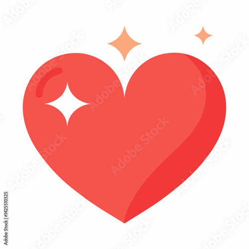 Heart icon with sparkles   with white background 