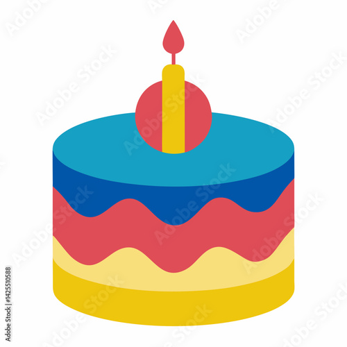 Cake with Candle on White Background – AI Graphic Design for Digital Use