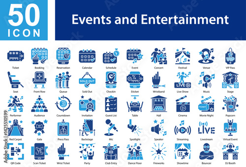  Events and Entertainment Icon Collection and Symple Concept Glyph Color