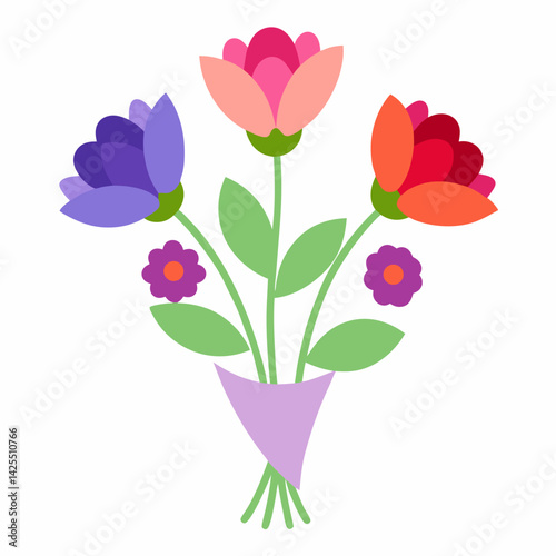 Bouquet of Flowers on White Background – AI Graphic Design 