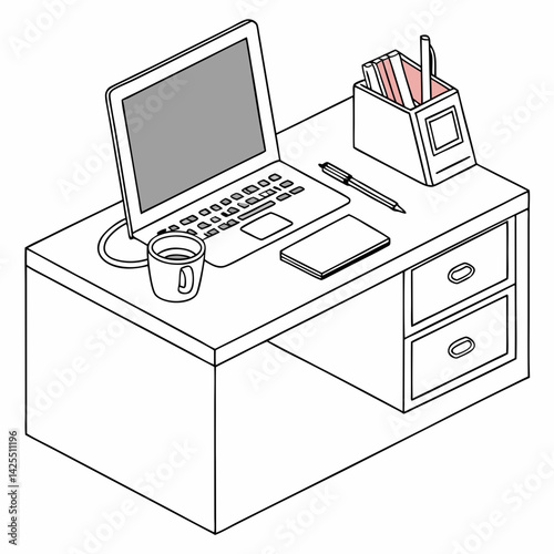 Executive desk  with white background 
