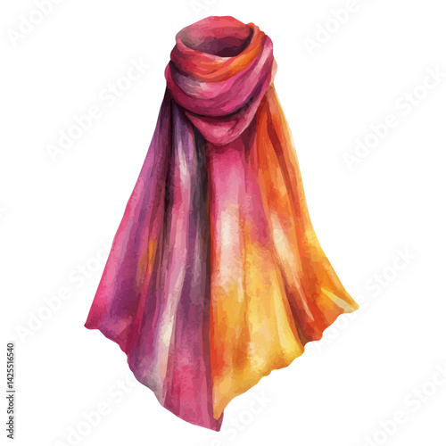 Elegant shawl, watercolor illustration, isolated on a white background.

