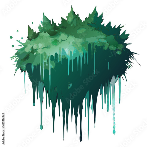 Dark Green Watercolor Splash Representing Frozen Emotion. Perfect for: Winter Solstice, introspective retreats, art therapy