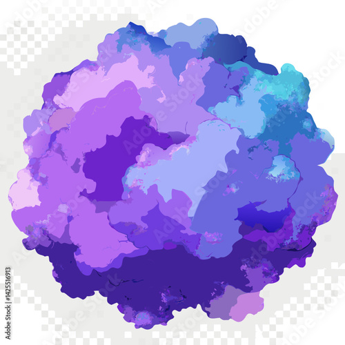 Violet-Blue Watercolor Cloud with Soft Diffused Edges. Perfect for: Winter holidays, dream events, relaxing spa ads