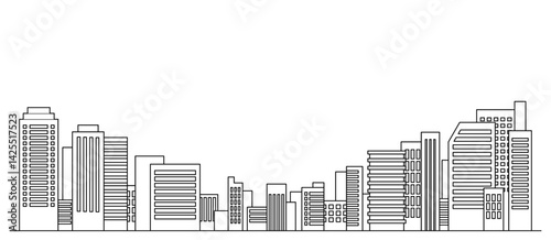 シンプルな線画ビル群のベクターイラスト 背景 
