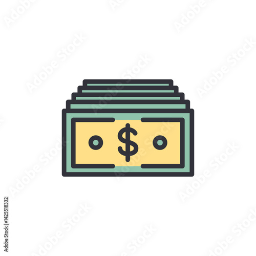 Money colored icons, minimalist vector illustration ,simple transparent graphic element .Isolated on white background