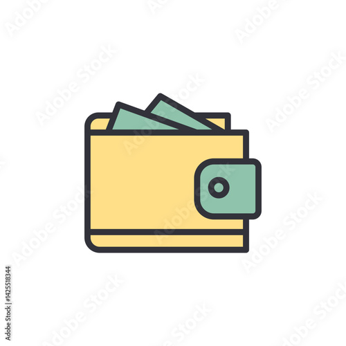 Money wallet colored icons, minimalist vector illustration ,simple transparent graphic element .Isolated on white background