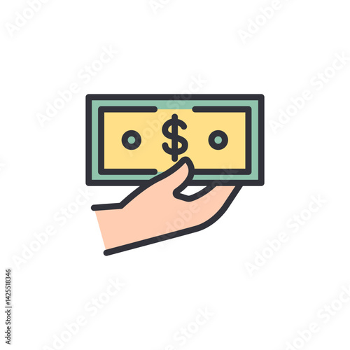 Money colored icons, minimalist vector illustration ,simple transparent graphic element .Isolated on white background