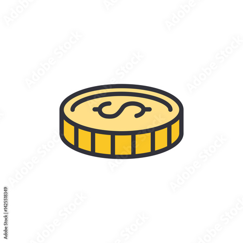 Coin colored icons, minimalist vector illustration ,simple transparent graphic element .Isolated on white background